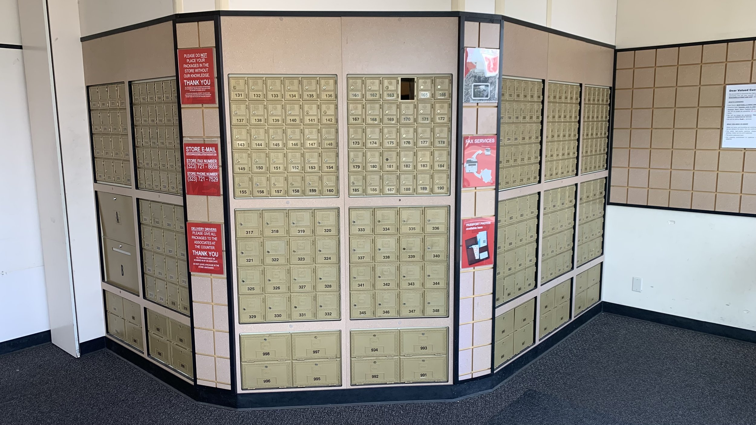 Mailbox rental wall